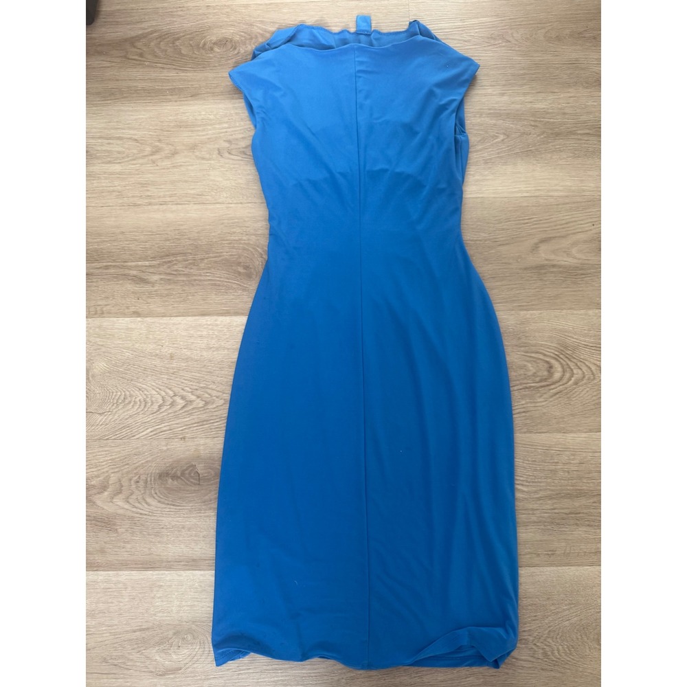 Lauren Ralph Lauren Royal Blue Ruched Sheath Dress Size 2 Portrait Neck Cocktail - Picture 5 of 5